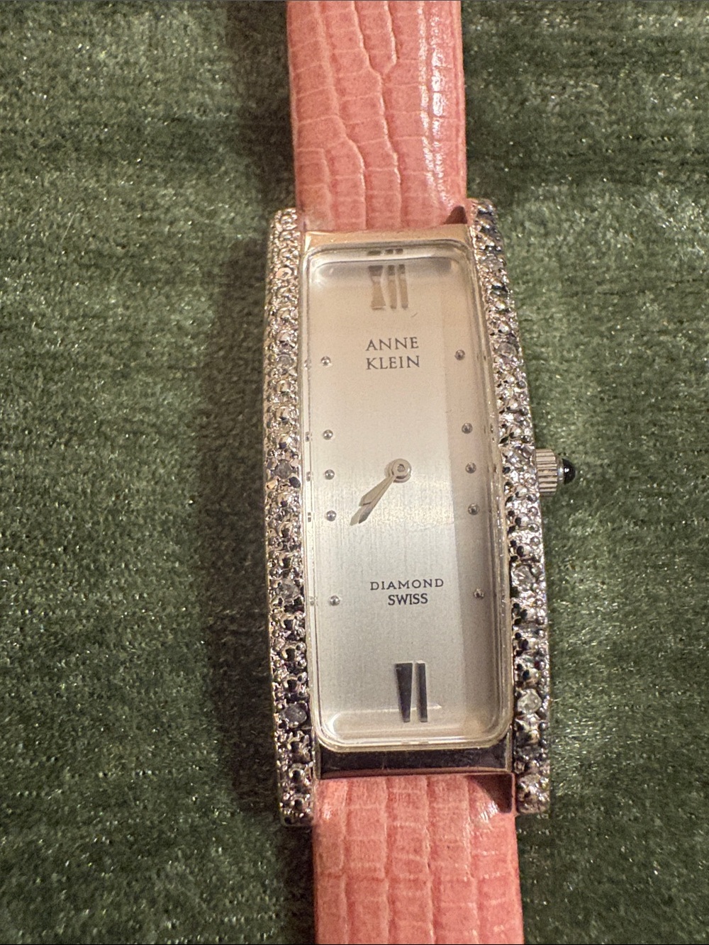 Pink Leather-Strap Women's Watch with Silver Case